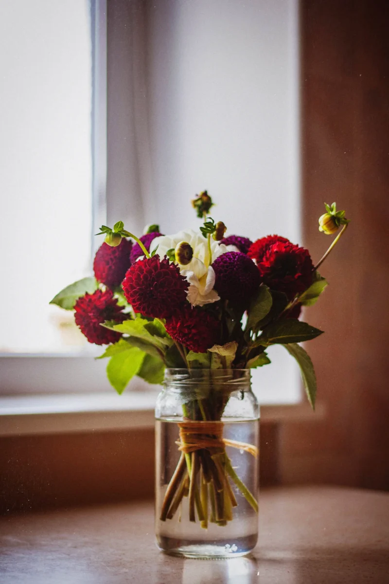 copper vase cut flowers trick